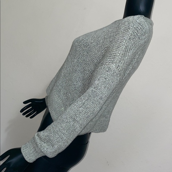 moon & madison Sage Green Crewneck Cropped Mesh Sweater - Picture 5 of 12